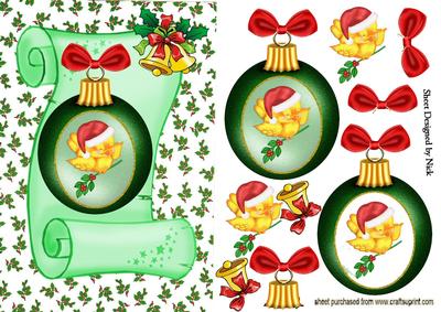 Little Bird with Santa Hat On, in a Bauble