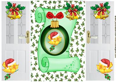 Little Bird with Santa Hat On, in a Bauble Gatefold