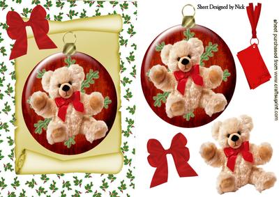 Cuddly Teddy with Big Red Bow on a Scroll