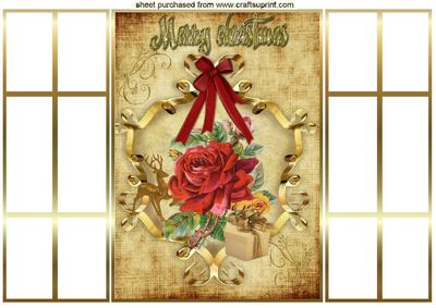 Vintage Christmas Rose in Ornate Frame French Gatefold