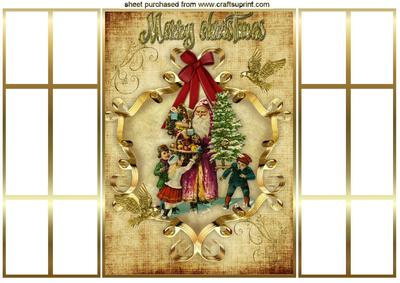 Vintage Santa with the Children in Ornate Frame, Gatefold
