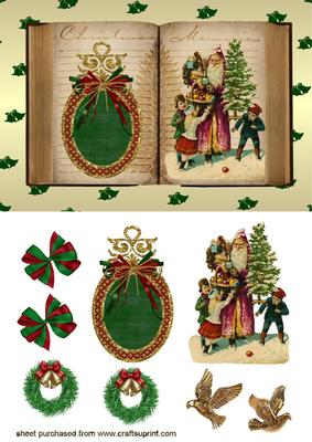 Vintage Santa with the Children on a Book A5