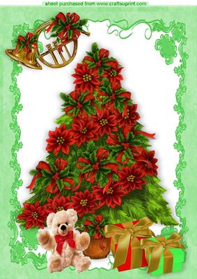 Christmas Tree with Presents and Cuddly Teddy Bear A4