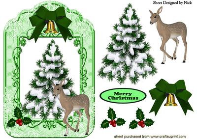 Lace Frame with Christmas Tree and Deer