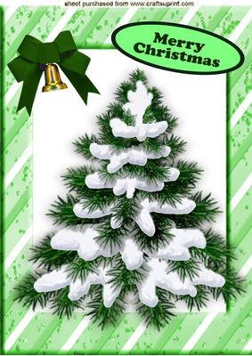 Christmas Tree with Snow in Frame with Bell