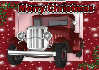 Vintage Car in a Star Frame with Holly A4