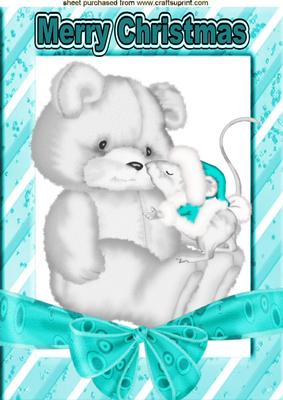 Cute Little Teddy with Mouse and Big Bow A4