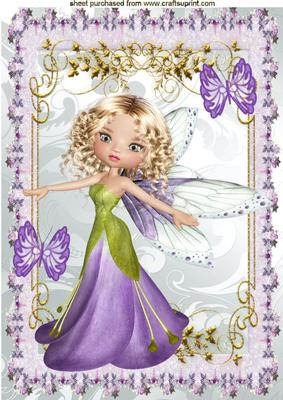 Pretty Faerie with Butterflies in Lace Frame A4