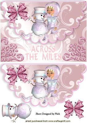 Across the Miles, Cute Snowgirl with Snowman