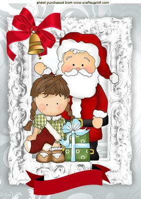 Santa with a Little Girl and Her Presents A4
