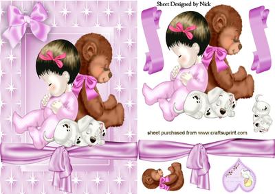 Sweet Baby Girl with Adorable Puppy in Star Frame