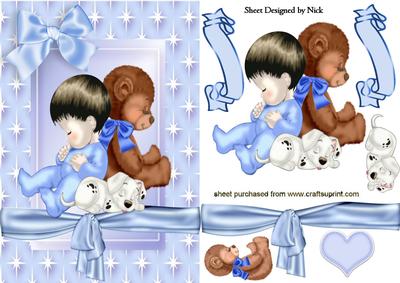 Sweet Baby Boy with Adorable Puppy in Star Frame