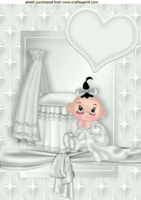 Cute Baby Girl with a Big White Heart A4