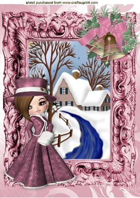 Dressed in Pink with Bells and Snow Scene A4