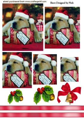 Cute Little Puppy with Santa Hat on Pyramids