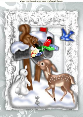 Beautiful Animals of the Forest in the Snow in Silver Frame
