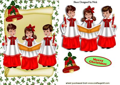 Carol Singers on a Scroll with Bell
