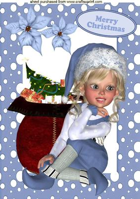 Santa's Little Helper All Dressed Up in Blue A4