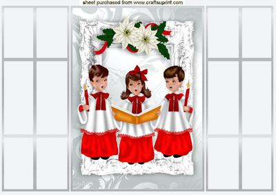 Carol Singers in Silver Barouque Frame, French Gatefold