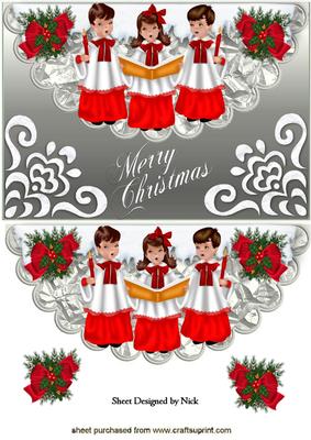 Carol Singers with Snow on a Scalloped Envelope