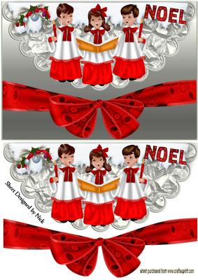 Carol Singers on a Silver Scalloped Envelope