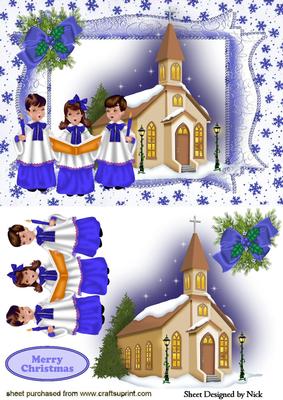 Pretty Church with Carol Singers