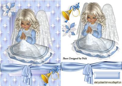 Sweet Praying Angel in Star Frame