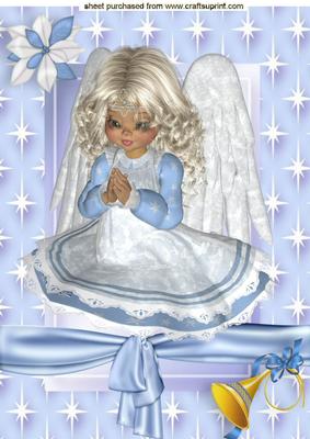 Sweet Christmas Angel in Star Frame A4