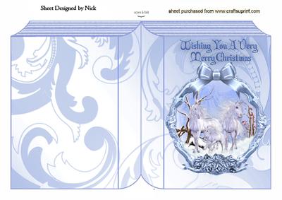 Beautiful White Horses in a Plaque, on Folded A5 Book