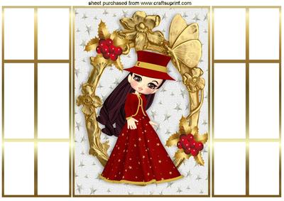 Pretty Lady in Red, in Ornate Frame French Gatefold