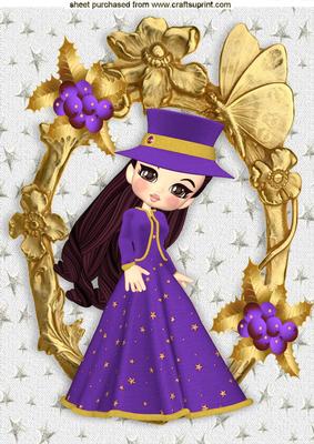 Pretty in Purple in Ornate Frame A4