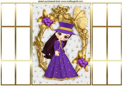 Pretty Lady in Purple in Ornate Frame French Gatefold