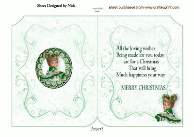 Folded Book Insert with Verse Little Girl in Green
