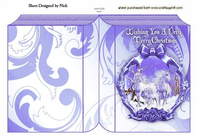 Lovely White Horses in Purple Plaque Folded A5 Book