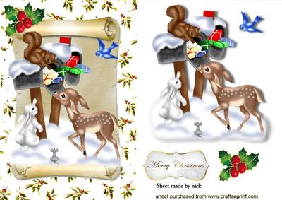 Woodland Animals in the Snow with Holly