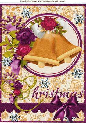 Tapestry of Christmas with Roses and Gold Bells A4