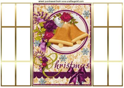 Christmas Tapestry of Roses and Gold Bells, French Gatefold