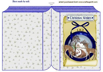 Beautiful Christmas Scene with Deers, on Folded A5 Book
