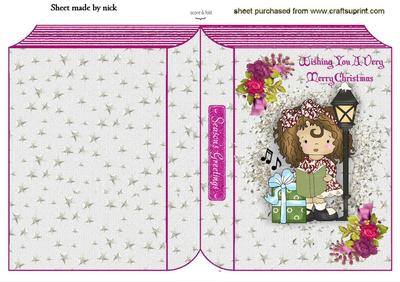 Little Girl Singing Carols on Folded A5 Book
