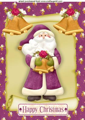 Santa on a Scroll with Christmas Bells A4
