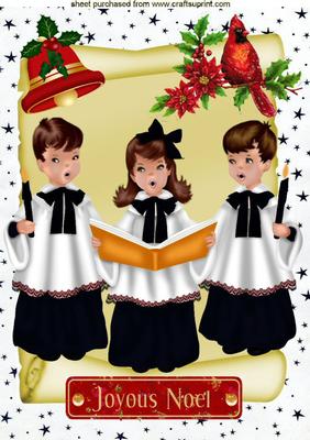 Joyous Noel Carol Singers on a Scroll with Robin A4