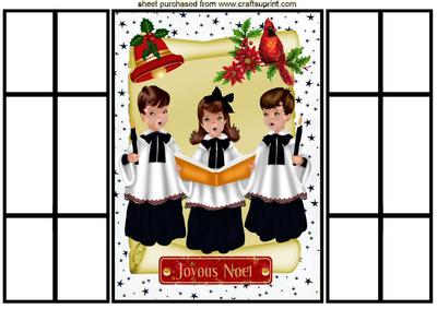 Joyous Noel, Carol Singers on a Scroll French Gatefold