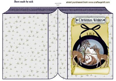 Beautiful Christmas Scene with Deers in Black Folded Card