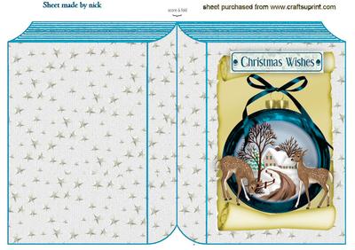 Beautiful Christmas Scene with Deers in Turq Folded Book