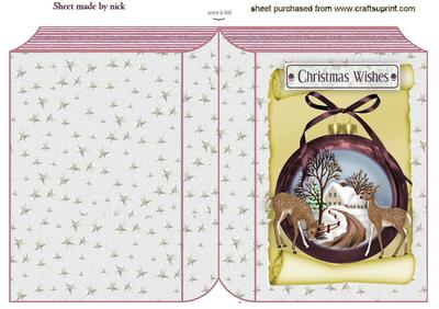 Beautiful Christmas Scene with Deers in Pink Folded Book
