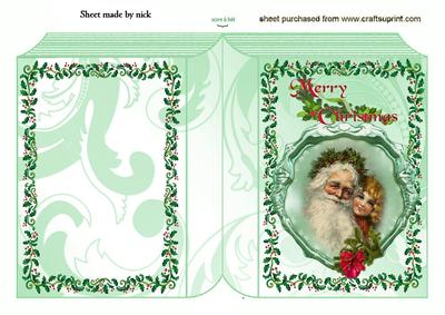 Vintage Santa with Little Girl Folded Book