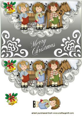 Little Donkey, Sweet Carol Singers on Scalloped Envelope