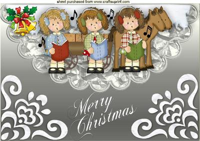 Little Donkey, Carol Singers on Scalloped Envelope A4