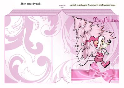 Little Santas Mouse Carrying Pink Tree Folded Book