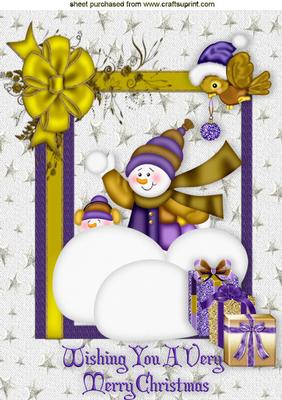Snowman with Snowballs and Little Bird A4